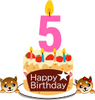 5歳のお誕生日ケーキ（赤柴メス）